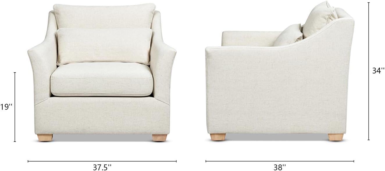 Ada 38" White Linen Flared Arm Accent Chair