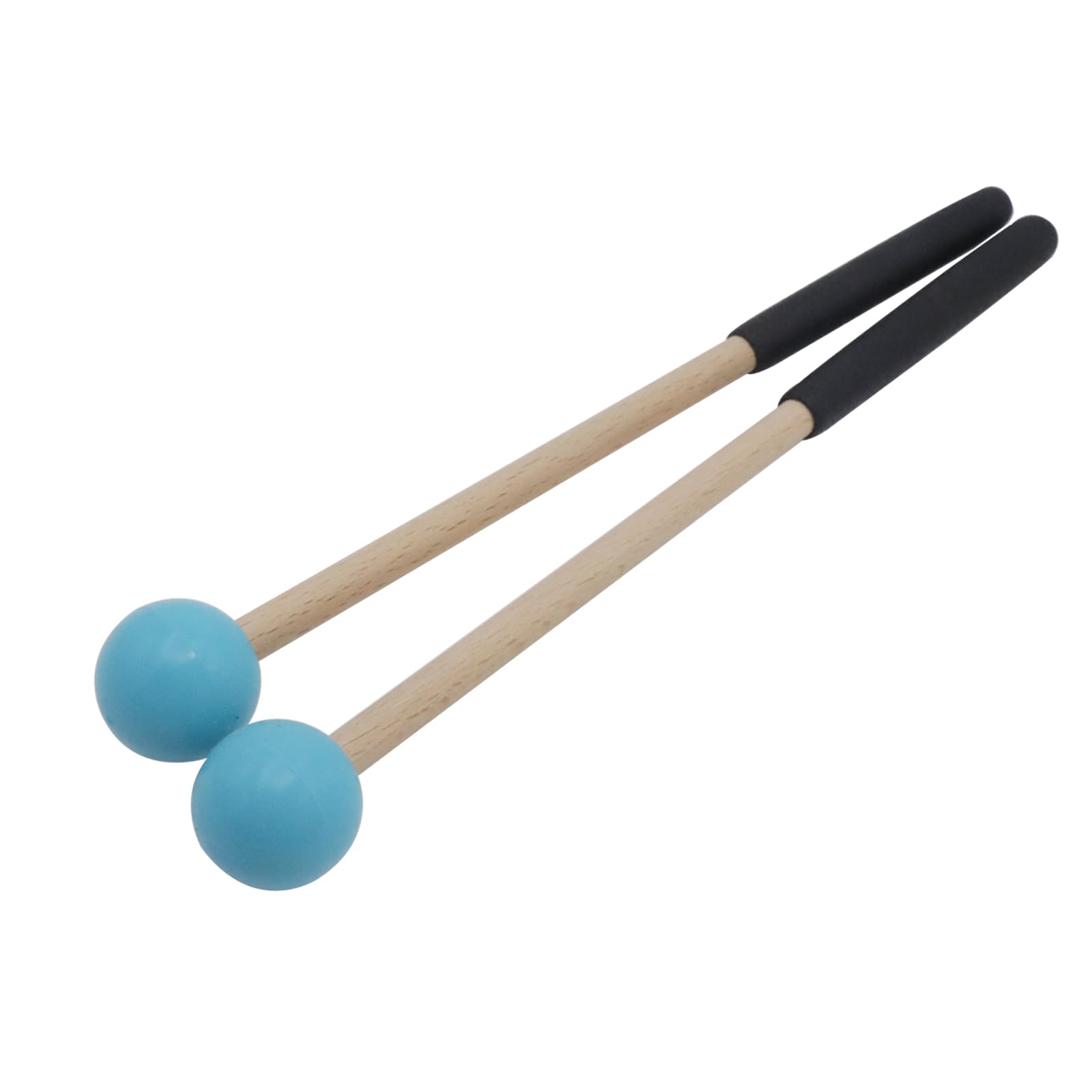 Soundspire 8 Inch Percussion Mallets Stick 2 Pack - Blue Rubber Head Wood Handle Drum Mallets for Xylophone Glockenspiel Tongue Drum