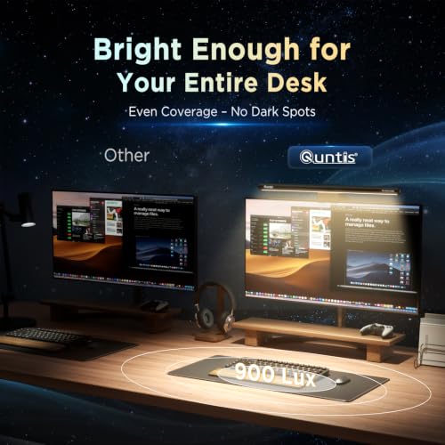 Image of Quntis Monitor Light Bar IM 40 cm (15.7 inch) Black | Touch & RGB Backlight, Fits 17 inch-27 inch (43-69cm) Flat Monitors up to 2.36 inch Thick. Ra95 3000-6500K 900lux Anti-Blue, Aluminum /ABS