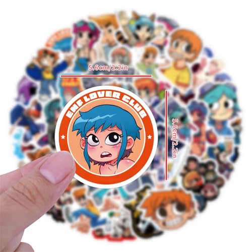 55 adesivos Scott Pilgrim para garrafas de água, pôster de filme de desenho animado adesivos de film