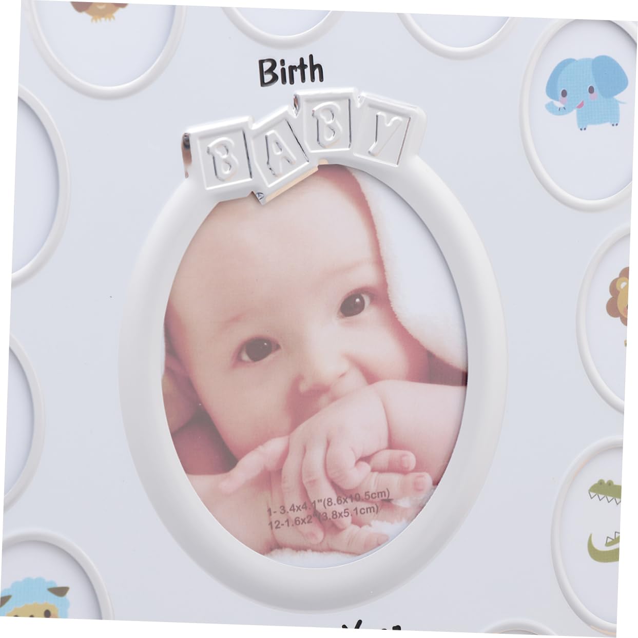 COOLHIYA First Year Milestone Baby Photo Frame 12 Months Milestone Newborn Frame Cartoon Design Baby Picture Holder Growth Record Photo Frame for Infant Birthday