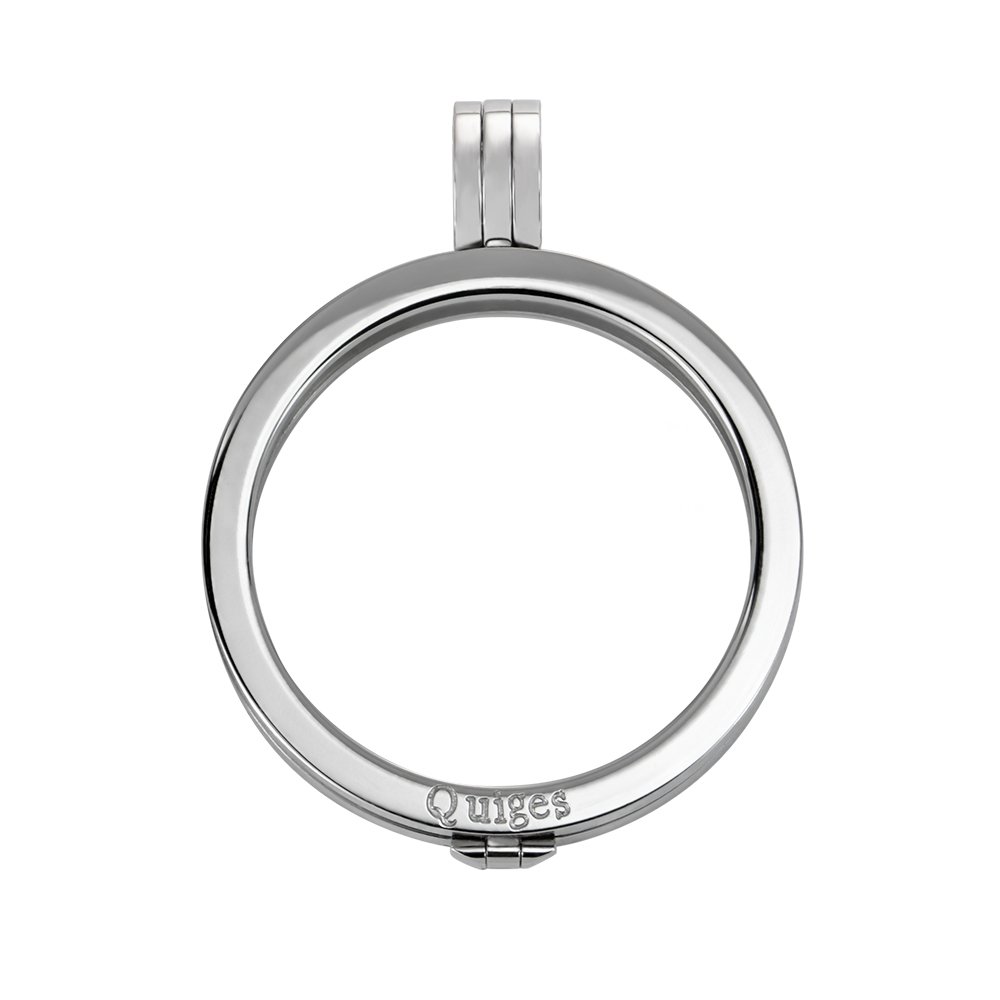 Quiges 33mm Coin Anhänger aus Edelstahl für Damen