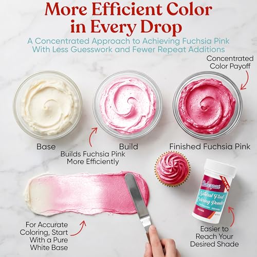 Image of Bakerpan Fuchsia Pink Food Coloring Powder for Baking - 30g Oil Based, Artificial Dye-Free, Plant-Based, Kosher, Gluten-Free - For Buttercream, Chocolate, Candy & Cakes