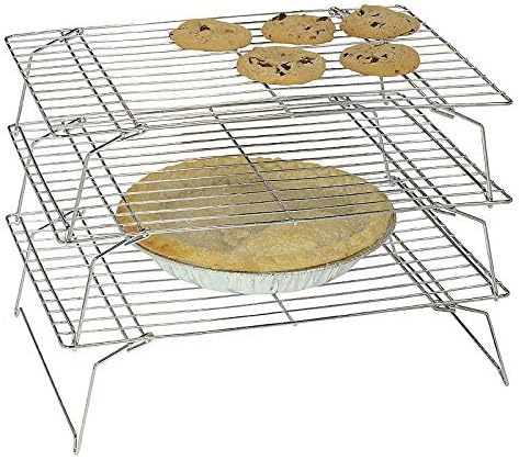 Charmed Silver, estante de enfriamiento apilable de 3 niveles de 13,5 x 9,5 pulgadas