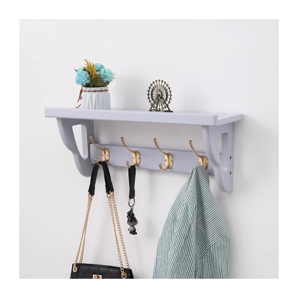 JNTFNE Wall Mount Coat Rack with Shelf - Wood Hanging Hanger Hat for Entryway Mudroom Hooks Underneath