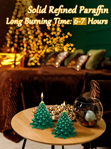 2 Pcs Christmas Tree Shaped Candles- Decorative Candles In 6H Burning Times Natural Paraffin Wax Candle Holiday Gifts For Women #TOP1