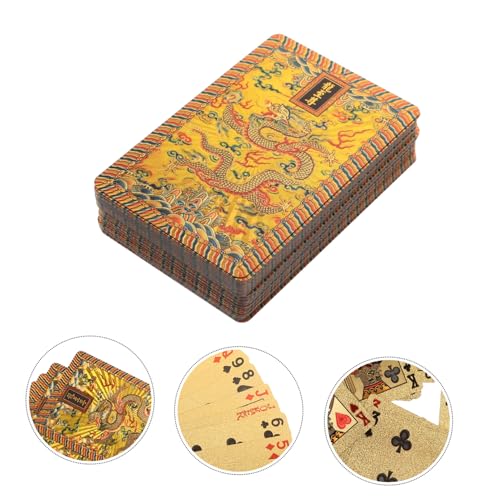 Beaupretty Pokerkarten Goldfolie Für Party Und Festival Wasserfestes Kunststoffspielkartenset Mit Goldenem Drachenmotiv Robuste Triktrequisiten Für Familien Und Freunde – Bild 5