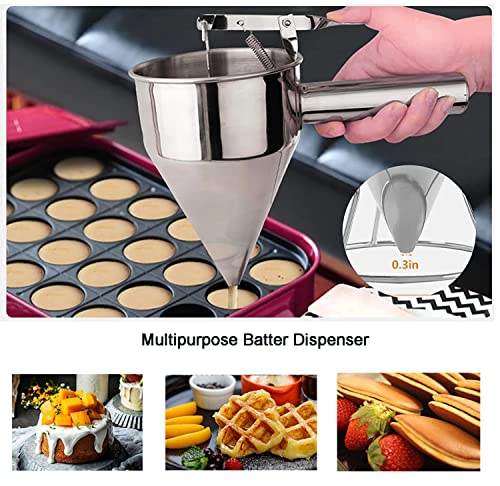Hansanti 1200Ml Stainless Steel Pancake Batter Dispenser, Funnel Dispenser With Stand Baking Tool For Cake Pancakes Cupcakes Muffins Crepes Waffles Takoyaki Baking Or Any Baked Goods #TOP4