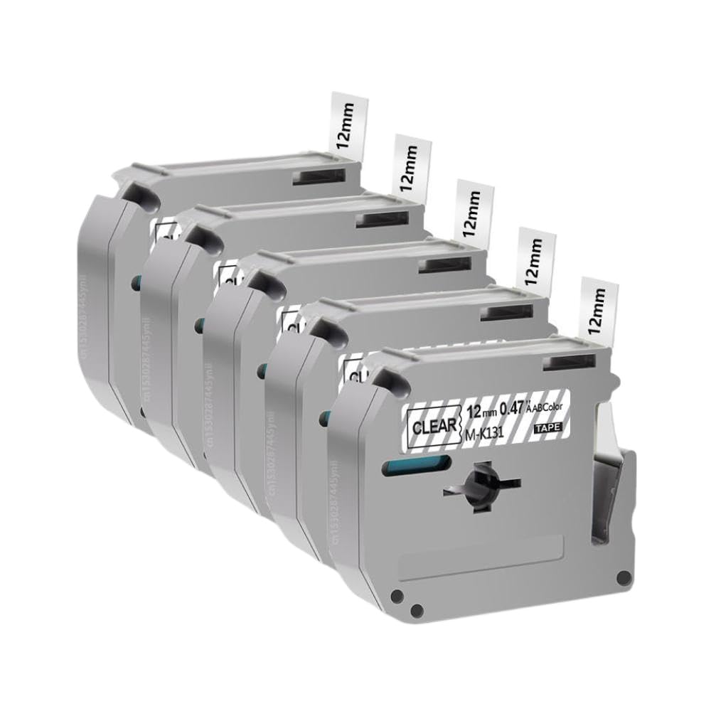 Confezione da 3 nastri MK-231 da 12 mm compatibili con l'etichettatrice MK231 MK-131 MK-631 233 PT70 PT80 PT90(Black on Clear)