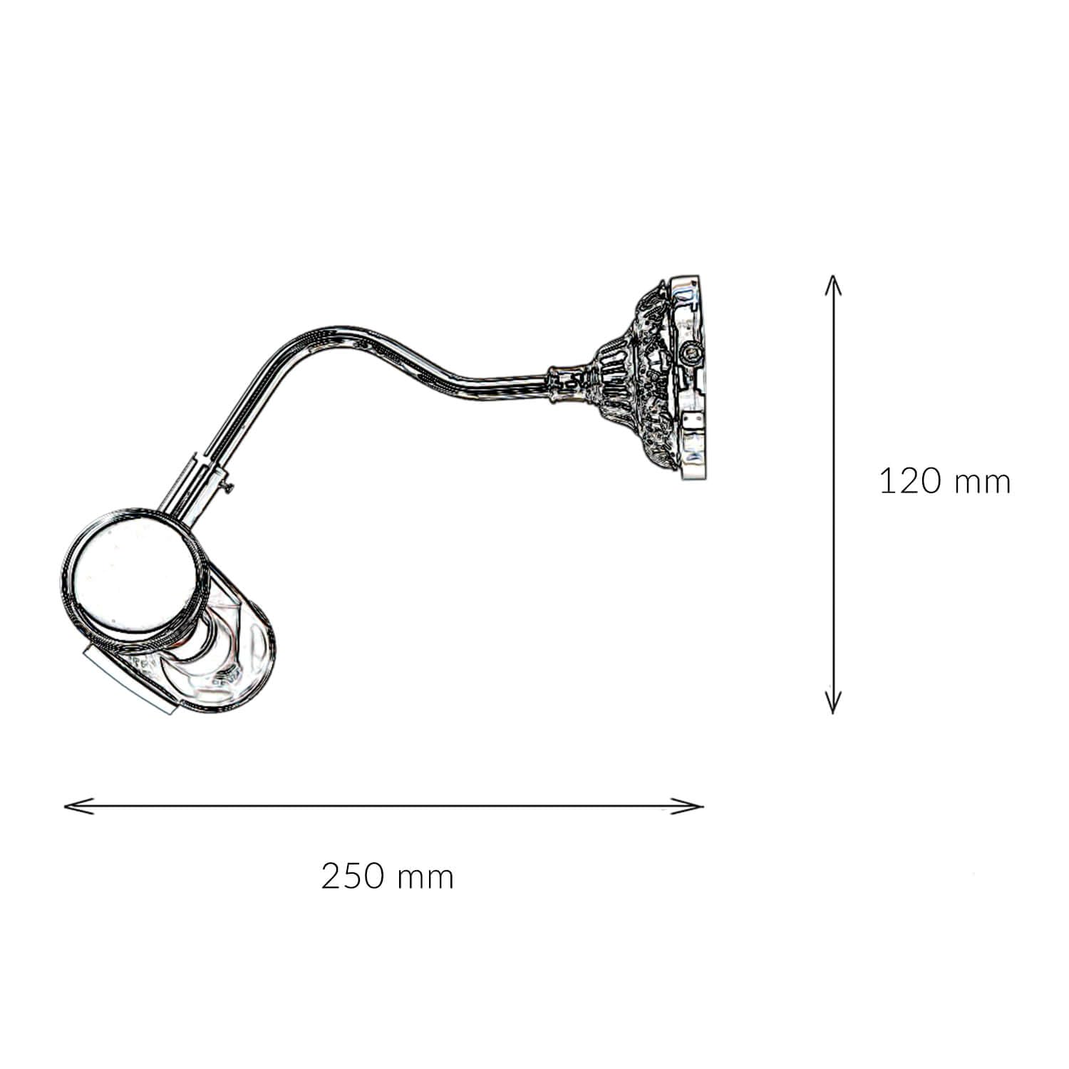Lámpara de pared exclusiva para cuadros, 20 cm, en cromo brillante, lámpara de pared, 230 V