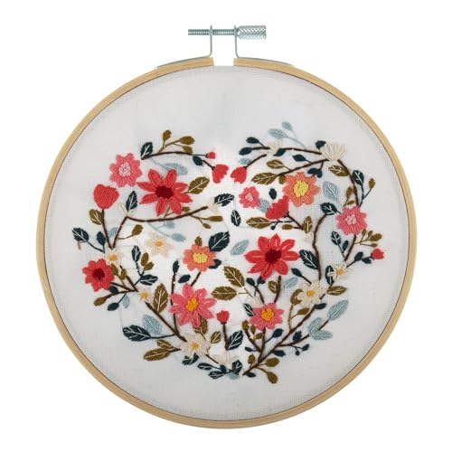 Trimits Embroidery Hoop Kits, 15cm 6” Beginner Starter Set, Includes Bamboo Hoop Threads Cloth Needle Backing & Instructions