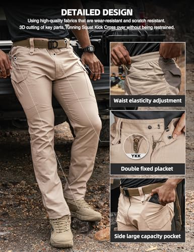 Men's Tactical Pants Flex Ripstop Cargo Trousers for Outdoor Hiking Work Casual Pants Large Capacity Clothing4