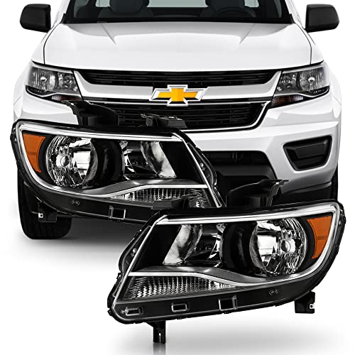 ACANII - For 2015-2022 Chevy Colorado Factory Style Crystal Headlights Headlamps Assembly Replacement Pair Left+Right