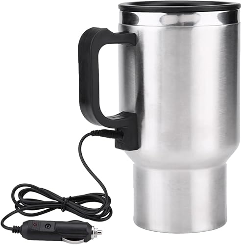 Hervidor eléctrico de agua caliente, 12 V, 15.2 fl oz, hervidores eléctricos de acero inoxidable, taza de calefacción de viaje, taza de café, té,