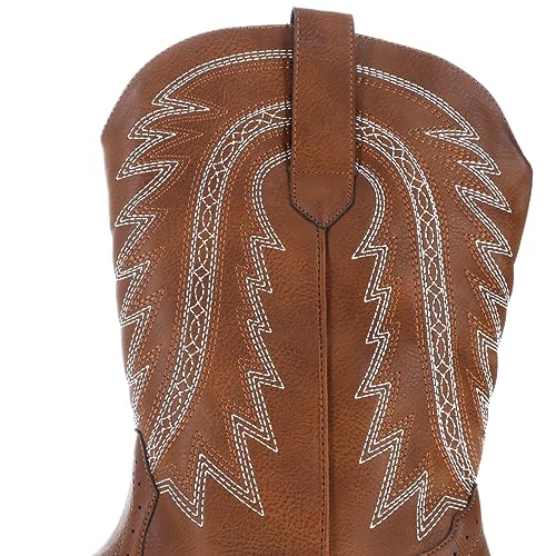 Searchers SC200917BRM Brown Cowboy Boots Square Toe Embroidered Western Boot Mens Size Medium, 8/94