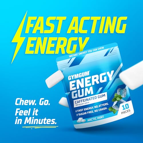 GYMGUM Caffeine Energy Gum, 50mg Caffeine & L-Theanine, Arctic Mint 50 Ct | Fast-acting sugar-free gum with natural caffeine for energy & focus. Ideal for workouts, work, commutes & afternoon slumps. - image 2