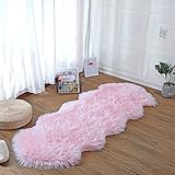 YIHAIC Alfombra de Piel de Oveja,Antideslizante Alfombra De Piel De Artificial Alfombra,niños Alfombra con Adecuada para Alfombra de Sala de Estar,tapete para Cama,Dormitorio,sofá (Rosa, 60 x 160cm)