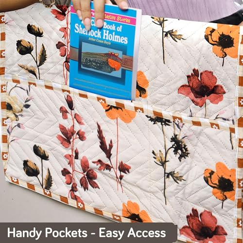 Image of Amazon Basics Printed Quilted Reversible Sofa Topper | 1 Seater | 175Cm X 60Cm | 325 GSM | Color - Red, Polyester Blend