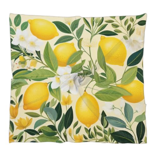 Spring Lemon Fashion Hair Scarf Lightweight Silk Feeling Head Scarf Square Bandanas for Women