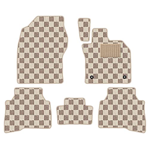 Aviles 新型 プリウス 60系 フロアマット【16色から選択】(ハイブリッド,11:BIGチェック × ベージュ)