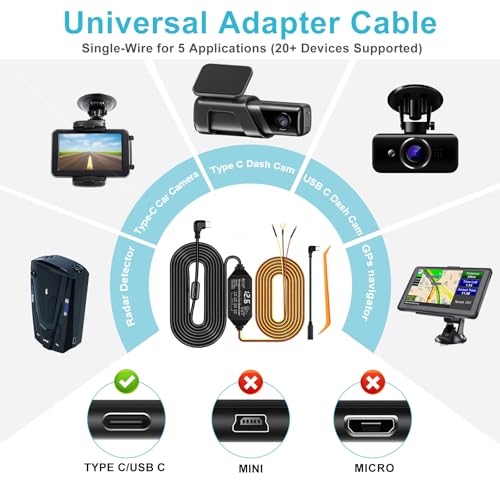 Dash Cam Hardwire Kit USB C, 12V-24V to 5V/3A Adapter Power Cable with Voltage Display, 24/7 Parking Mode, Acc Detection, 4-Level Low Voltage Protection (11.6V/11.9V/12.2V/12.5V) by Suplogico - Image 2