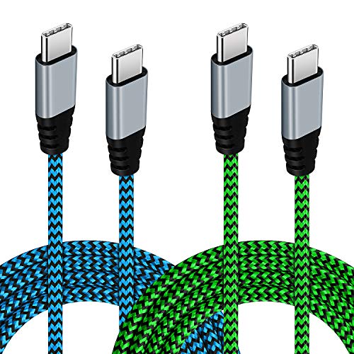USB C to C Cable, Canjoy 2Pack 6ft Braided USB Type C-C 2.0 Cable 3A Fast Charging Data Cord Compatible with Samsung Galaxy Note 9 8 S9 S8,Chrombook Pixel,Huawei Matebook,iPad Pro 2018,LG V20 V30