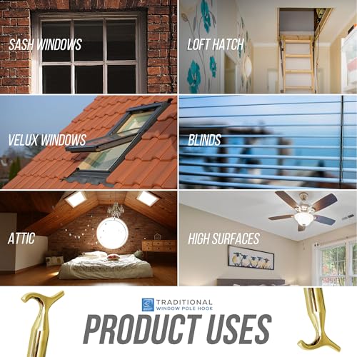 Window Pole Hook (Head Only) Compatible with Telescopic Pole, Suitable for Loft Hatches Blinds, Attic Ladders, Velux - Image 4