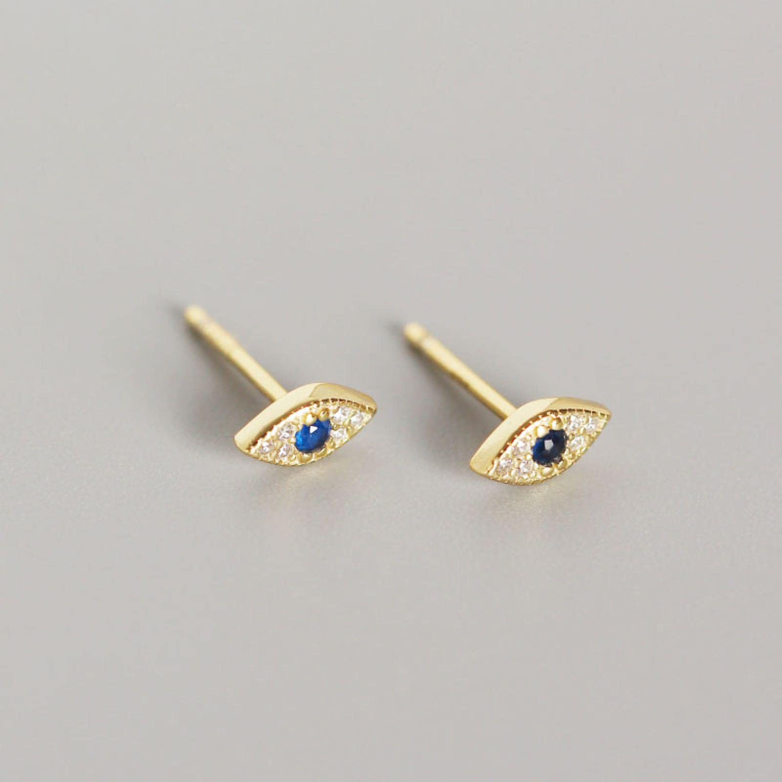 925 Sterling Silver Zircon Blue Evil Eye Stud Earrings Women Classic Temperament Wedding Jewelry Accessories