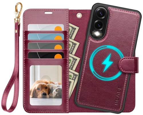 Etui Galaxy S25 Edge folio magnétique bordeaux antichoc RFID