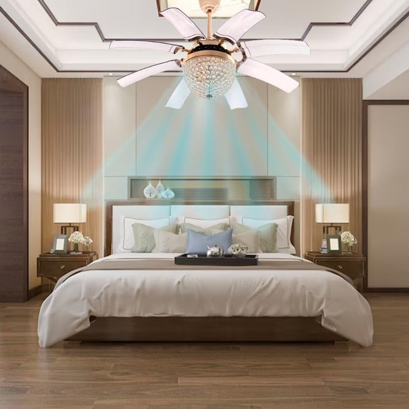 Image of oltao Lily Gold Smart Chandelier Ceiling Fan with Alexa /Google Home Compatibility, BLDC Motor, Summer Winter Mode, Dimmable LED, Remote & app Control