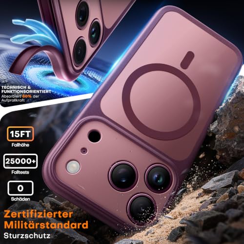 TAURI für iPhone 18 Pro Max Hülle 6,9 Zoll mit Mattrückseite - Burgunder – Ansicht 5