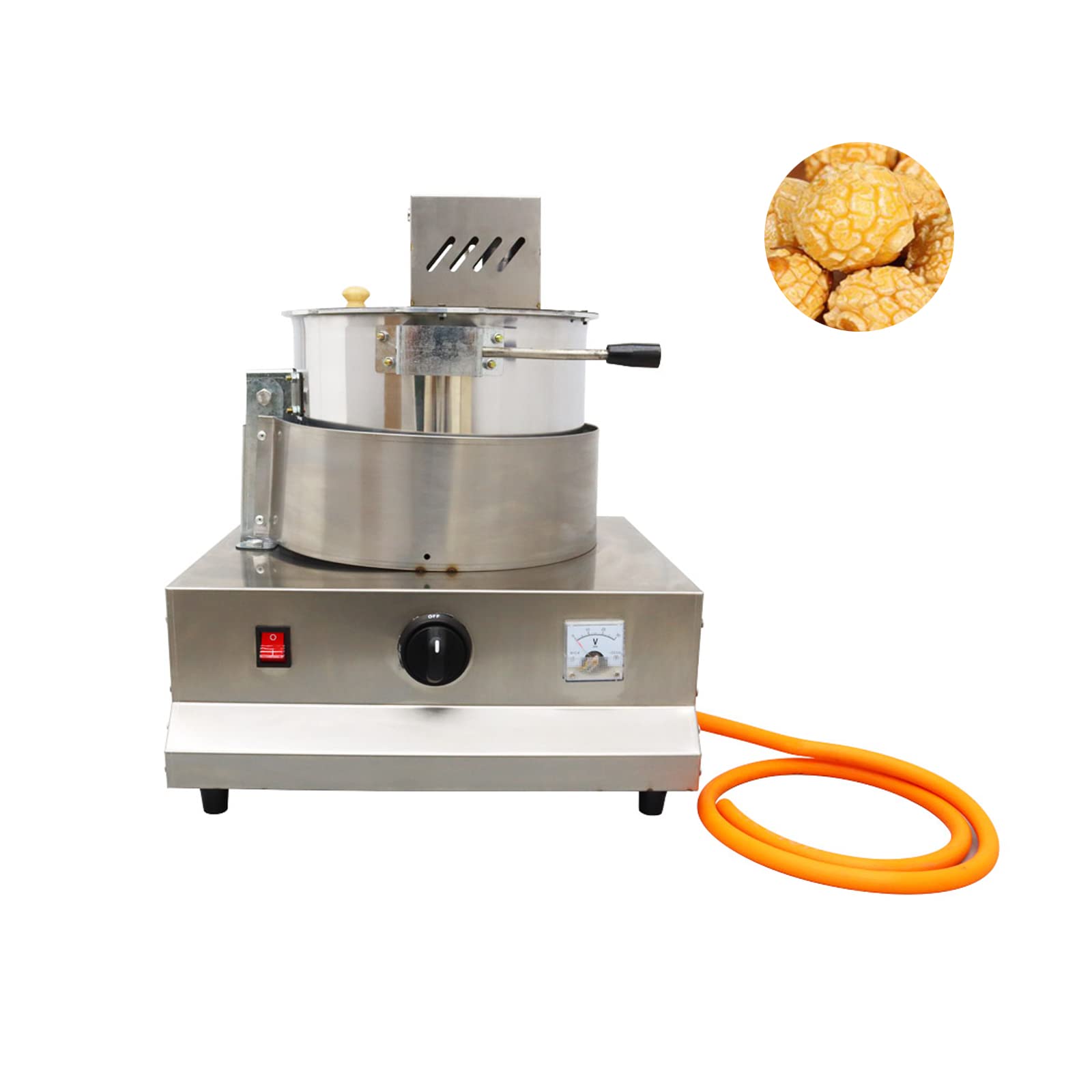 LGXEnzhuo Stainless steel Corn Popper Commercial Gas Electric Popcorn Machine Gas Heating Automatic Stirring Popcorn Maker Spherical Butterfly Popcorn Pot DC12V 25W