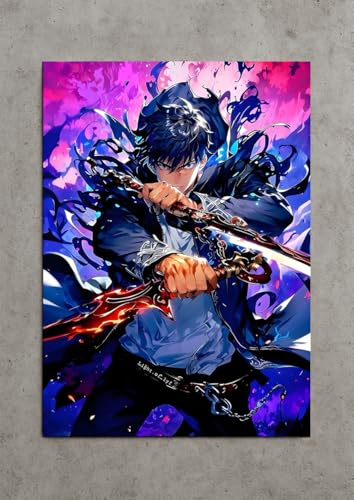 Image of NIJUKA Anime Printed Metal sheet Poster For Home And Room Decoration | For Anime Art Fans Boys And Girls (jin wo Stylish look art)