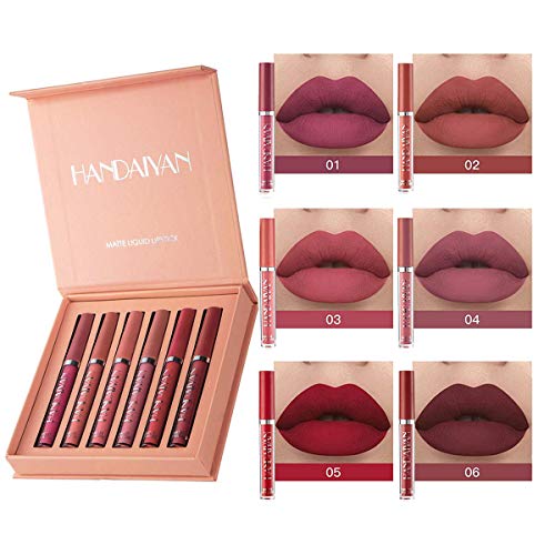 6 PCS Matte Liquid Lipstick Makeup Set, Matte Velvety Long-Lasting Wear Non-Stick Cup Not Fade Waterproof Lip Gloss (Set A) - Thumbnail 2
