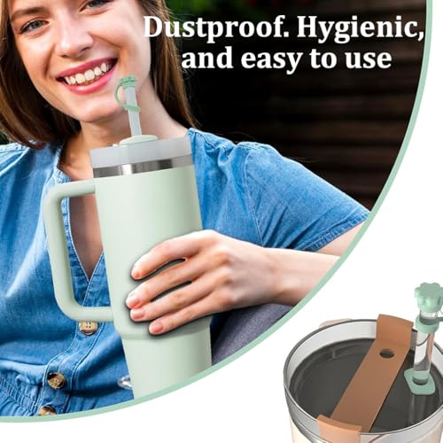 Image of HASTHIP 4Pcs Straw Caps for Stanley Cup, Spill-Proof Silicone Accessory Set for Stanley Cups - Includes Straw Covers, Round and Square Leak Stoppers - Anti-Dust Tumbler Accessories