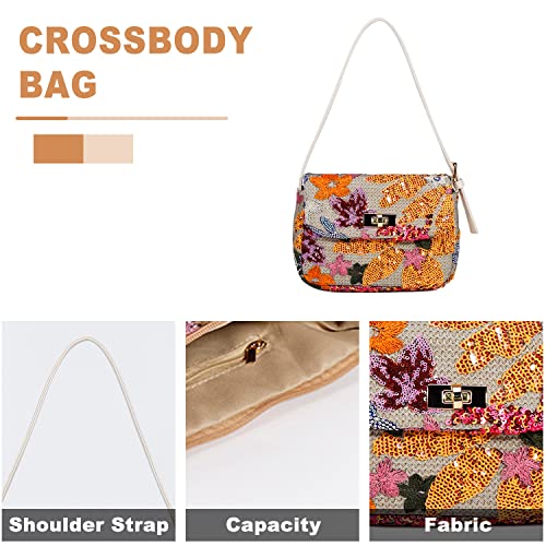 Qtkj Straw Bag, Beach Bag, Hand-Woven Soft Handbag Underarm Bag, Sequin Embroidery Handbag, Bohemian Summer Bag Suitable For Vacation Travel Daily thumb #3