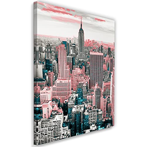 Feeby Impression sur Toile Intissé Empire State Building New York 30x45 cm Image Moderne Tableau Déco Mural Salle De Séjour Ville Grattes ciels Manhattan...