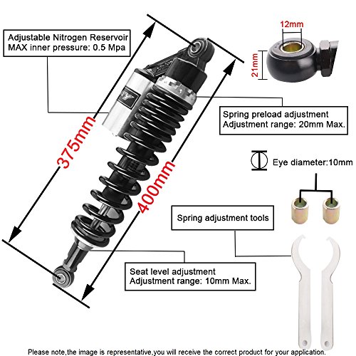 Gzyf 14.75 Inch 375Mm 2Pcs Universal Air Shock Absorbers For Honda Kawasaki Dirt Bike Gokart Moped Quad Rear Suspension #TOP3