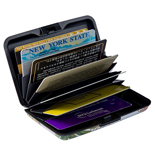 Image of Elfish Mini RFID Aluminum Wallet Credit Cards Holder Business Card Case Metal ID Case for Men Women (Pineapple)