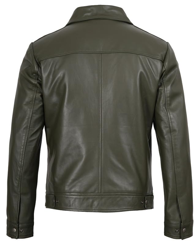 Image of Blingsoul Vintage Distressed Leather Jacket for Men - Shirt Collar Genuine Lambskin Mens Leather Jacket
