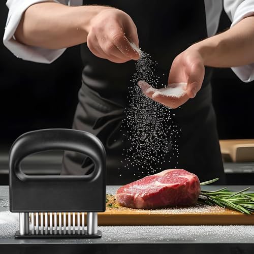 Image of Meat Tenderizer with 48 Stainless Steel Ultra Sharp Needle Blades, Kitchen Cooking Tool Best for Tenderizing, BBQ, Marinade