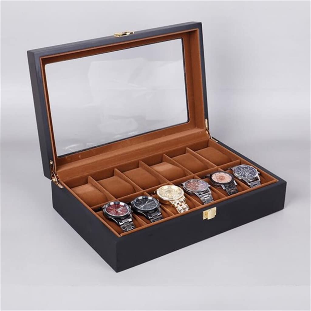 Uhrenbox 12 Mesh Schwarz Matt Gehäuse Box Organizer Box Herrenuhr Damen Schmuckschatulle Display