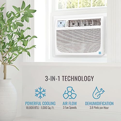 Keystone 18,000 Btu 230V Energy Star Window/Wall Air Conditioner, Cools Rooms Up To 1,000 Sq. Ft., With Follow Me Remote Control, Energy Saver And Sleep Mode, And Auto-Restart #TOP6