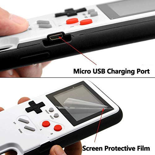 Bangting Handheld Game Console Phone case with 2 Game Screen Protector - Retro 3D Phone Protective case with 36 Classic Game - Video Game Phone Case Compatible with iPhone (White, iPhone 6/6S/7/8)