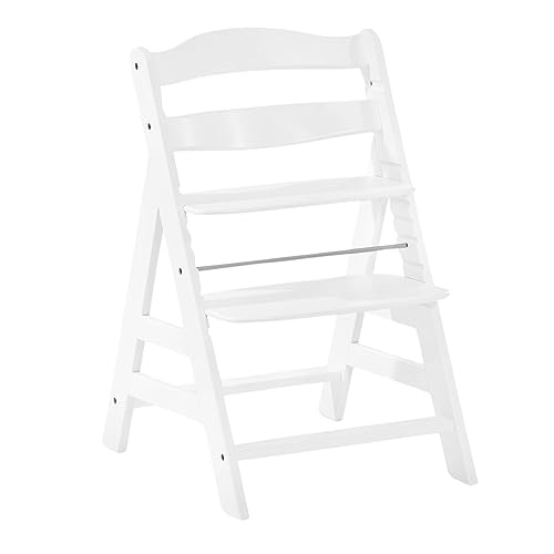 Hauck Alpha+ Trona de madera de haya maciza con asiento ajustable, Blanco