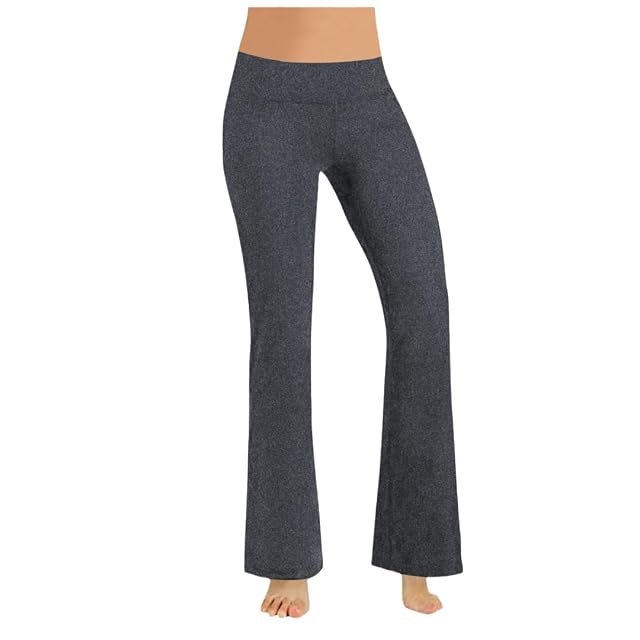 Bollrllr 2023 Womens Mid Waist Flared Pants Tummy Control Stretch Casual Fashion Straight Leg Pants