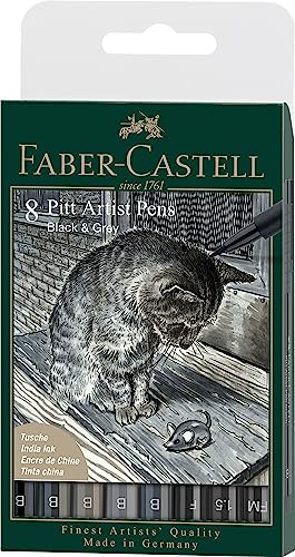 ESTOJO COM O CANETAS ARTÍSTICAS PITT TONS DE CINZA E PRETO