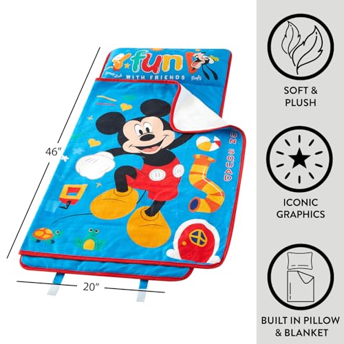 Image of Super Soft Plush Toddler Quilted Nap Mat with Built in Blanket and Pillow