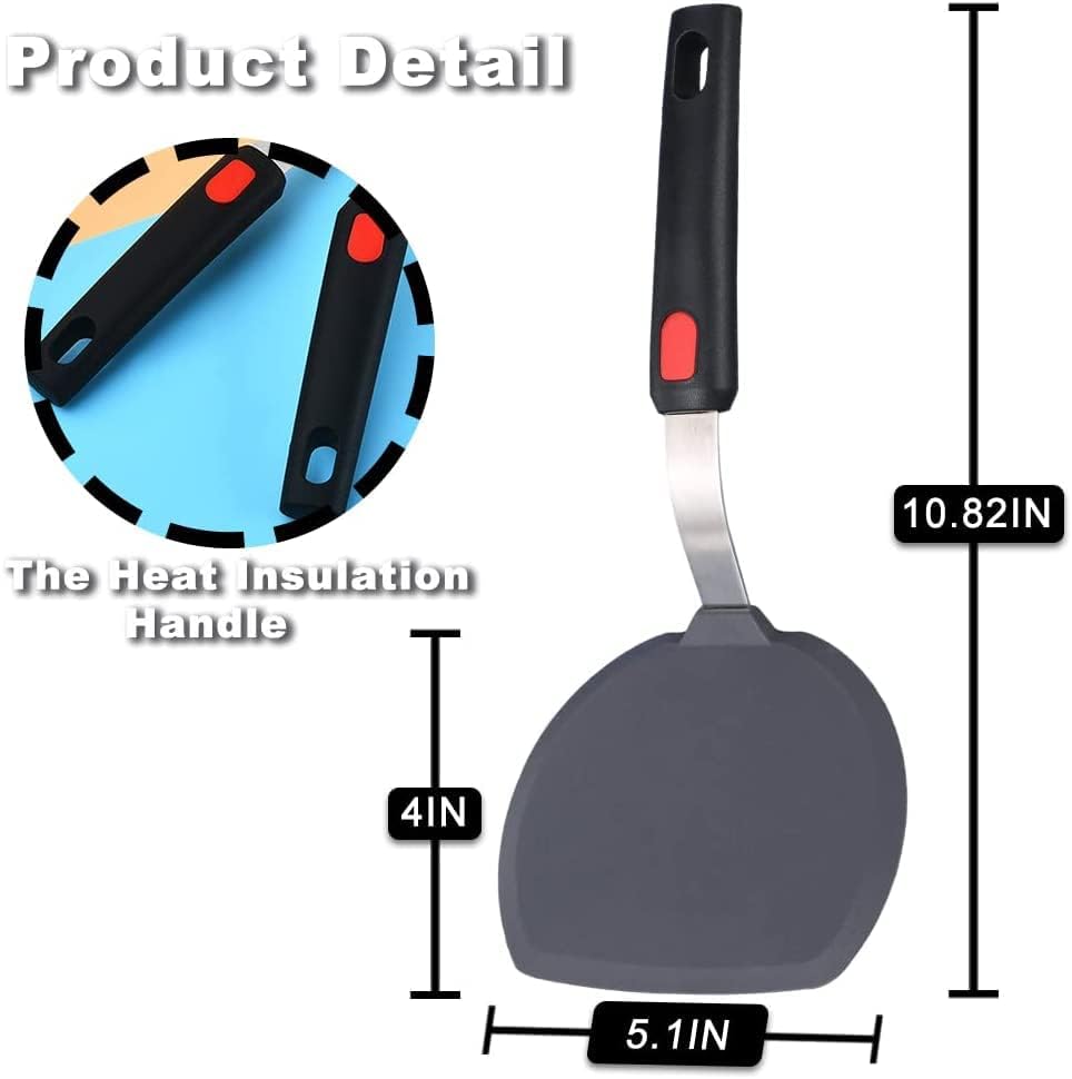 Image of Silicone Spatula Heat Resistant Flexible Rubber for Nonstick Cookware, Burger Pancake Spatula Turner Large Silicone Spatula for Cooking Kitchen Utensil (Black) (Pack of 1)