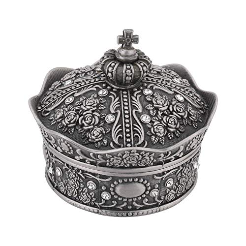 Preisvergleich Produktbild Estink- Schmuckkästchen aus Zinklegierung, geschnitzt, Schmuck-Organizer, Schmuck-Aufbewahrung, geformte Rosen-Blume für Halsketten, Ohrringe, Armbänder, Zubehör